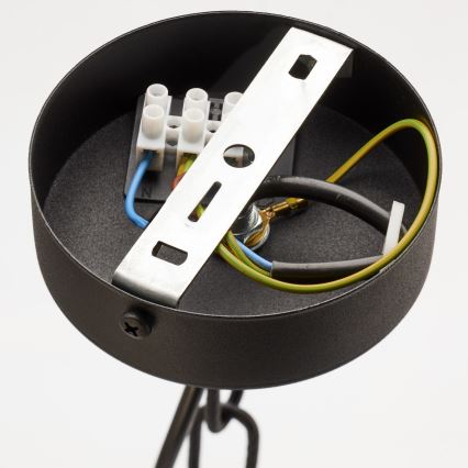 Jupiter 2108 - Lustre sur chaîne ARTHUR 6xE27/15W/230V noir/orange/décor imitation marbre