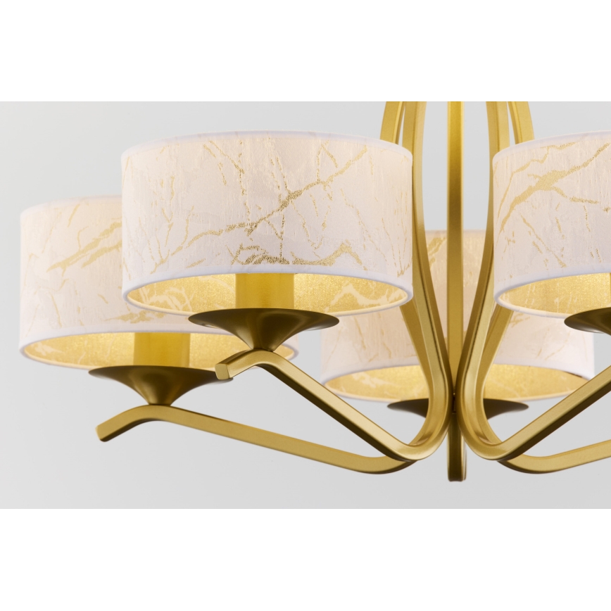 Jupiter 2110 - Hanglamp met staaf KASZMIR 5xE27/15W/230V wit/goud/marmerdecor