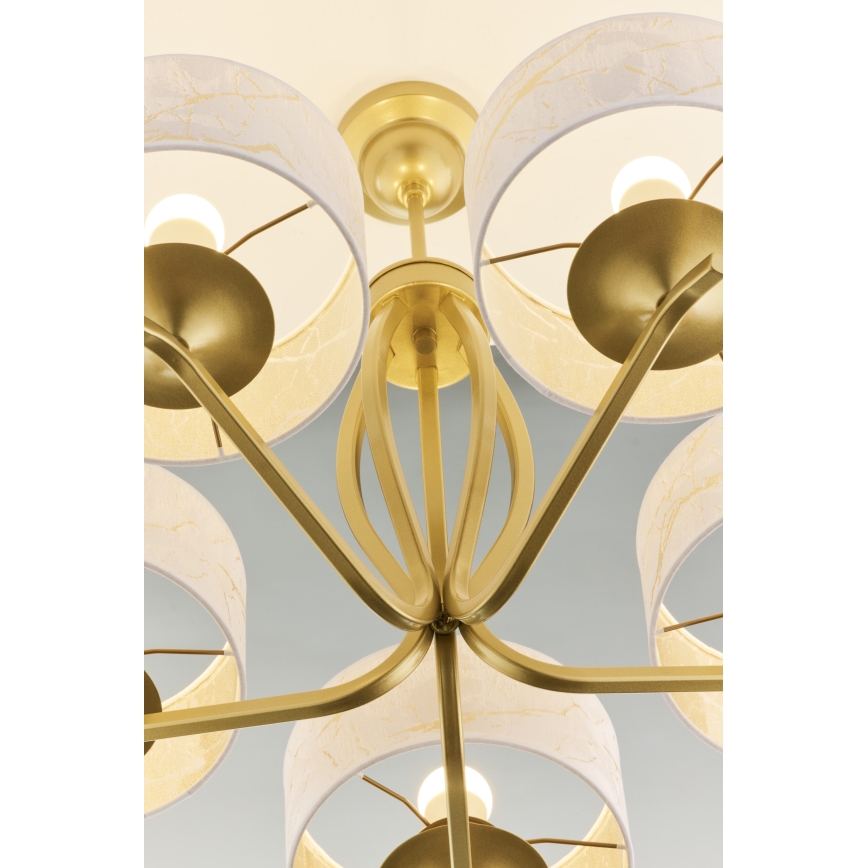 Jupiter 2110 - Hanglamp met staaf KASZMIR 5xE27/15W/230V wit/goud/marmerdecor