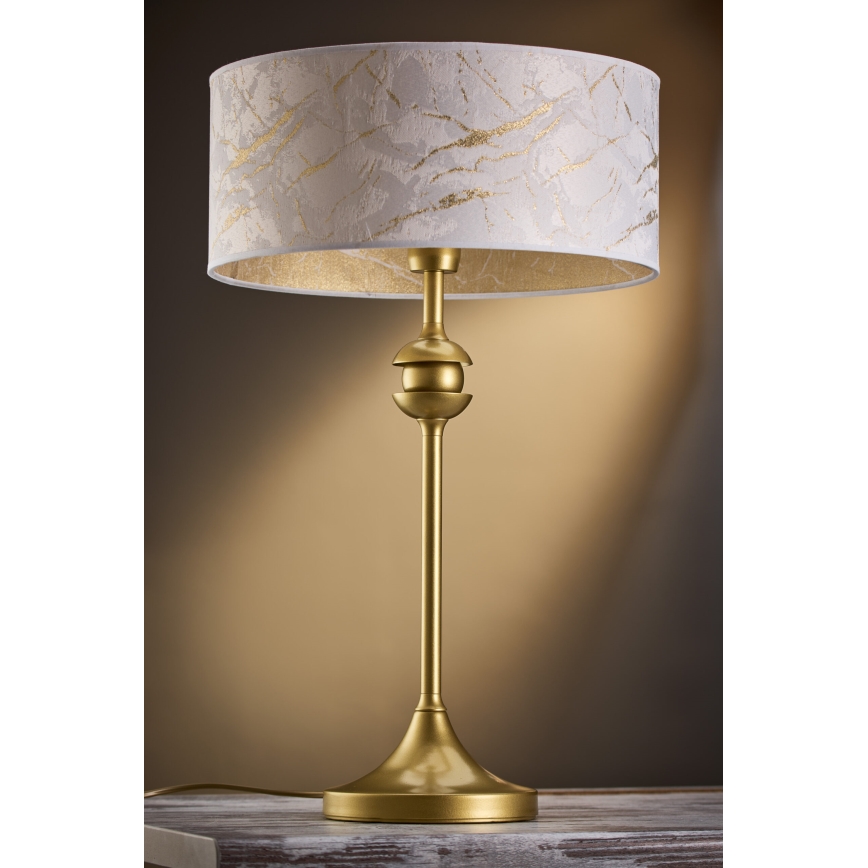 Jupiter 2112 - Lampe de table KASZMIR 1xE27/15W/230V blanche/dorée/décor marbre