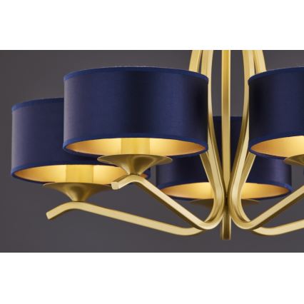 Jupiter 2114 - Kroonluchter met stang KASZMIR 5xE27/15W/230V blauw/goud