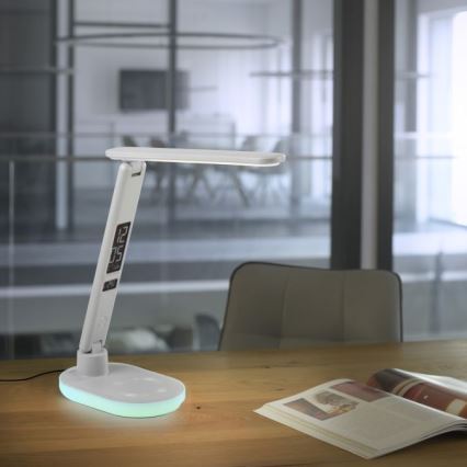 JUST LIGHT. 11018-16 - Lampe de bureau tactile LED RGBW avec chargement sans fil TINA LED/4W/230V blanche