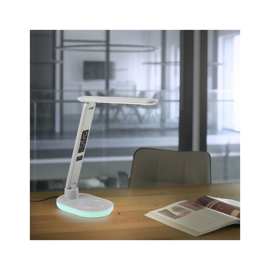 JUST LIGHT. 11018-16 - Lampe de bureau tactile LED RGBW avec chargement sans fil TINA LED/4W/230V blanche