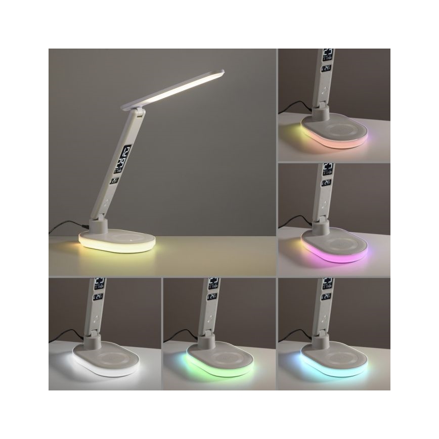 JUST LIGHT. 11018-16 - LED RGBW Dimbare Touch Tafellamp met Draadloze Oplading TINA LED/4W/230V wit