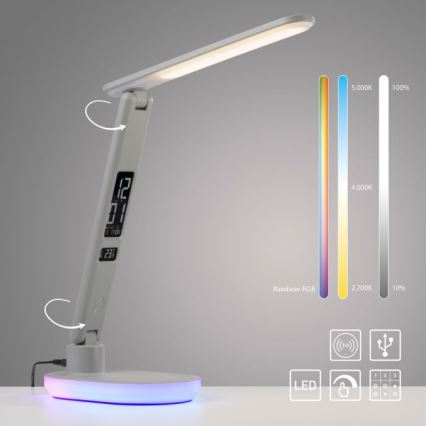 JUST LIGHT. 11018-16 - LED RGBW Dimbare Touch Tafellamp met Draadloze Oplading TINA LED/4W/230V wit