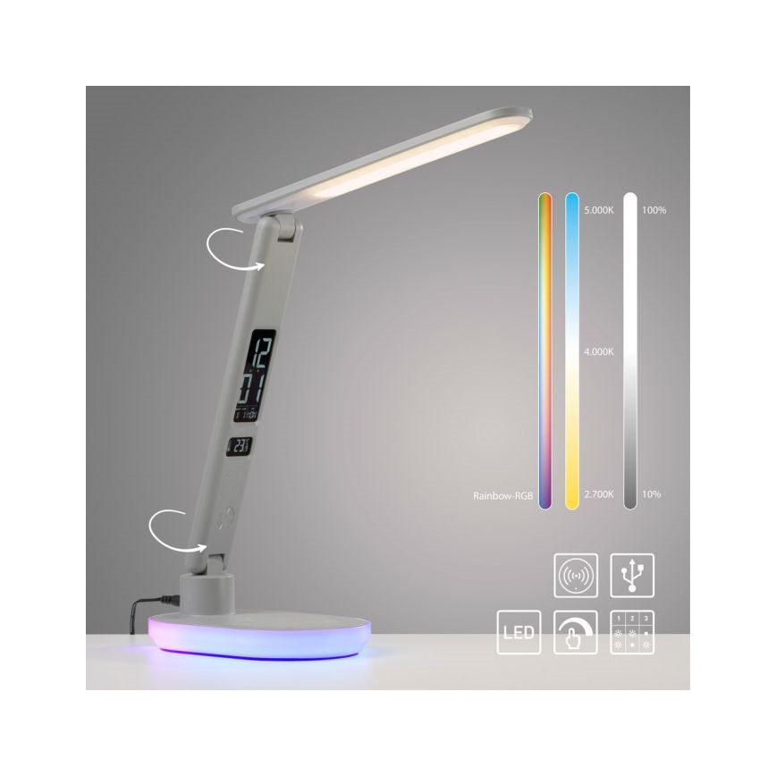 JUST LIGHT. 11018-16 - LED RGBW Dimbare Touch Tafellamp met Draadloze Oplading TINA LED/4W/230V wit