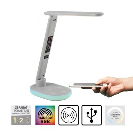 JUST LIGHT. 11018-16 - LED RGBW Dimbare Touch Tafellamp met Draadloze Oplading TINA LED/4W/230V wit