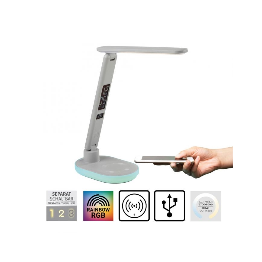 JUST LIGHT. 11018-16 - LED RGBW Dimbare Touch Tafellamp met Draadloze Oplading TINA LED/4W/230V wit