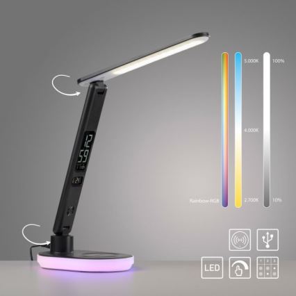 JUST LIGHT. 11018-18 - Lampe de table RGBW tactile à intensité variable avec charge sans fil TINA LED/4W/230V