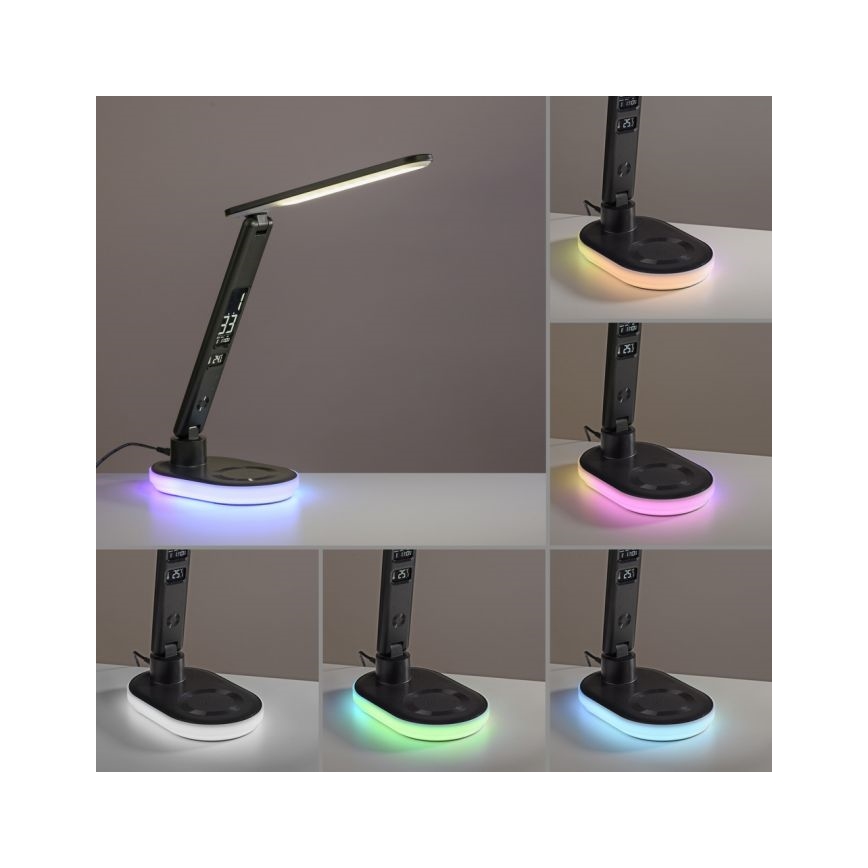 JUST LIGHT. 11018-18 - Lampe de table tactile dimmable à LED RGBW avec chargement sans fil TINA LED/4W/230V noir