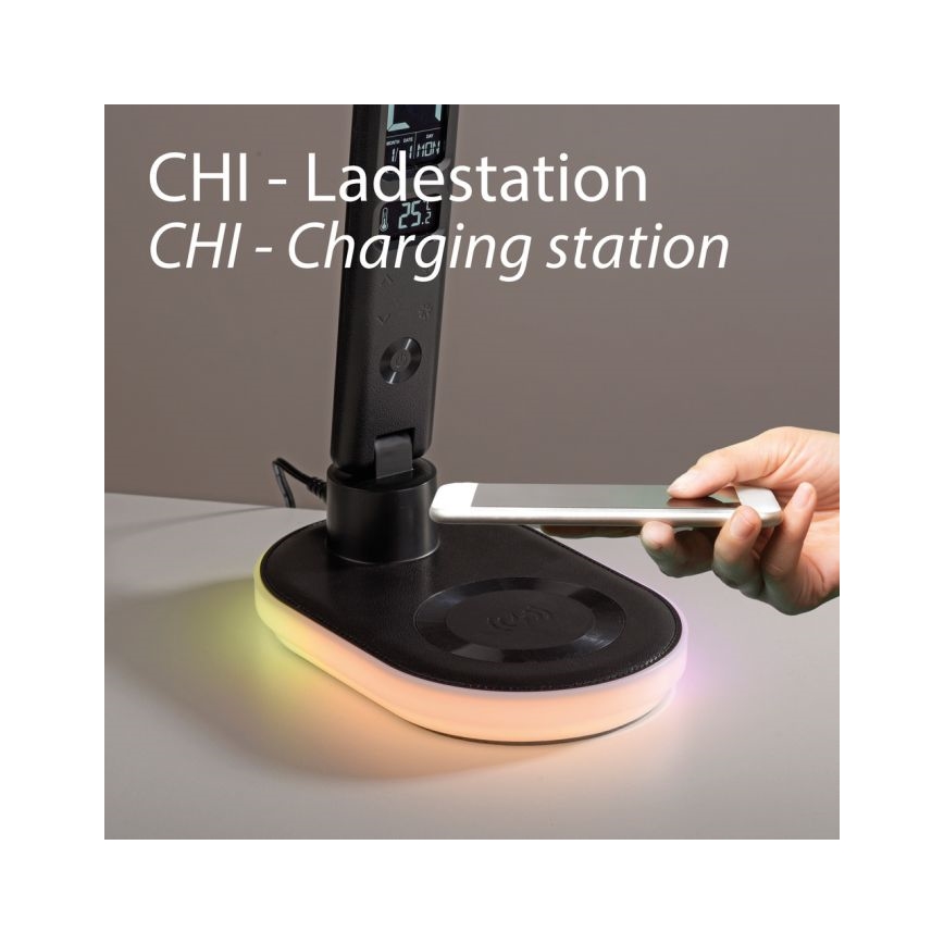 JUST LIGHT. 11018-18 - Lampe de table tactile dimmable à LED RGBW avec chargement sans fil TINA LED/4W/230V noir