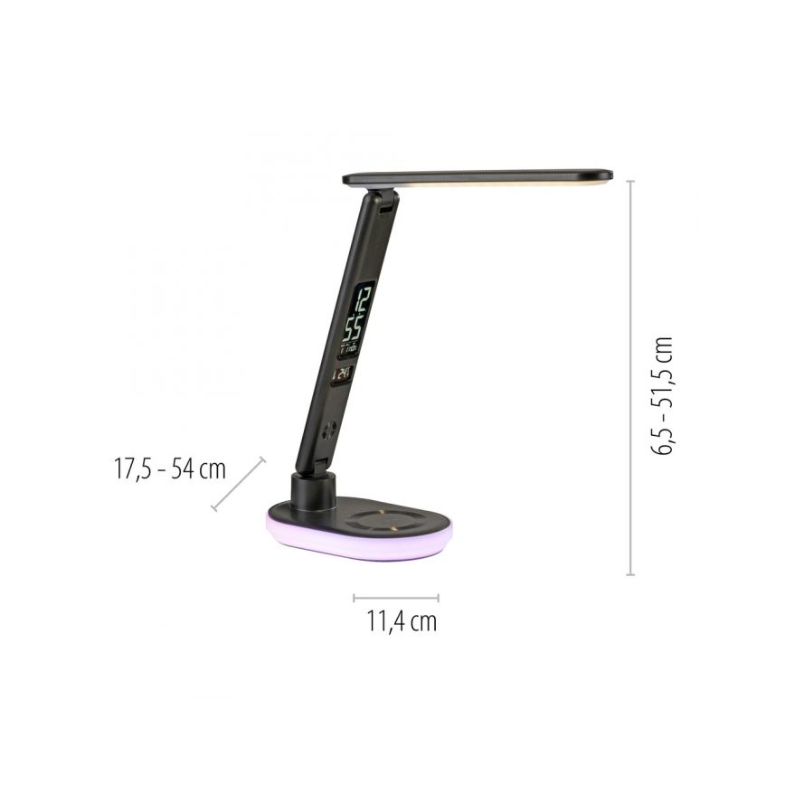 JUST LIGHT. 11018-18 - LED RGBW Dimbare Touch Tafellamp met Draadloos Opladen TINA LED/4W/230V Zwart