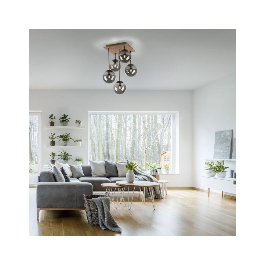 JUST LIGHT. 11395-79 - Suspension-barre WIDOW 5xE14/25W/230V chêne