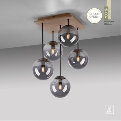 JUST LIGHT. 11395-79 - Suspension-barre WIDOW 5xE14/25W/230V chêne