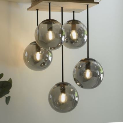 JUST LIGHT. 11395-79 - Suspension-barre WIDOW 5xE14/25W/230V chêne