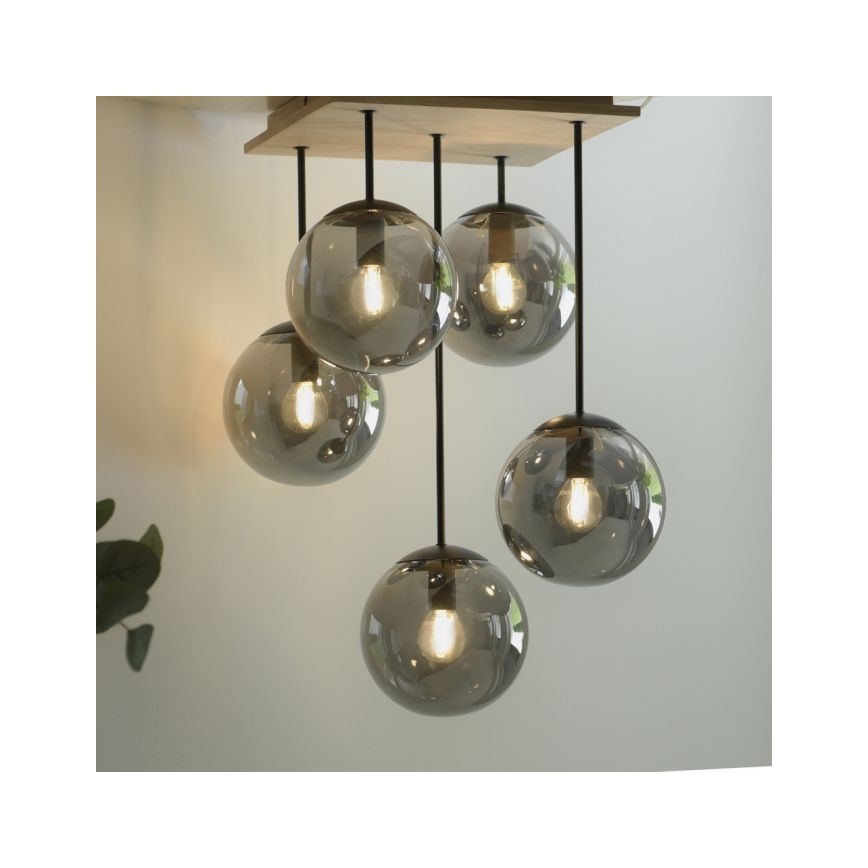 JUST LIGHT. 11395-79 - Suspension-barre WIDOW 5xE14/25W/230V chêne