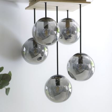 JUST LIGHT. 11395-79 - Suspension-barre WIDOW 5xE14/25W/230V chêne