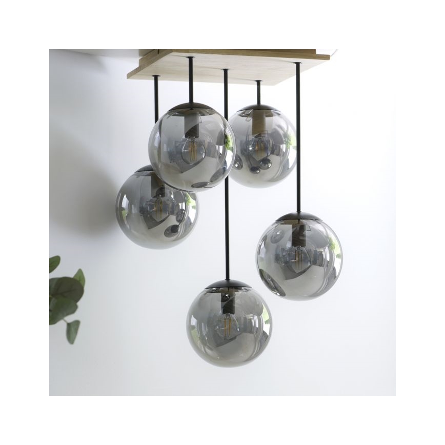 JUST LIGHT. 11395-79 - Suspension-barre WIDOW 5xE14/25W/230V chêne