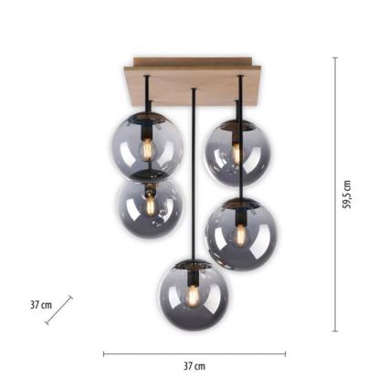 JUST LIGHT. 11395-79 - Suspension-barre WIDOW 5xE14/25W/230V chêne
