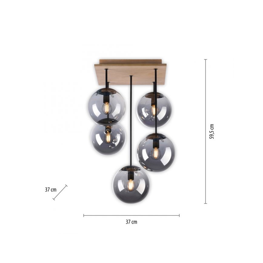 JUST LIGHT. 11395-79 - Suspension-barre WIDOW 5xE14/25W/230V chêne