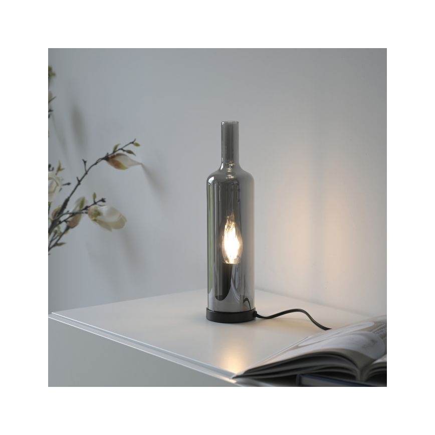JUST LIGHT. 14006-25 - Tafellamp BOTTLE 1xE14/25W/230V zwart/rookglas