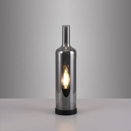 JUST LIGHT. 14006-25 - Tafellamp BOTTLE 1xE14/25W/230V zwart/rookglas
