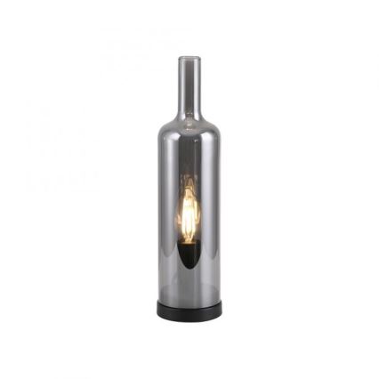 JUST LIGHT. 14006-25 - Tafellamp BOTTLE 1xE14/25W/230V zwart/rookglas