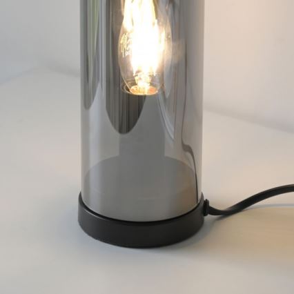 JUST LIGHT. 14006-25 - Tafellamp BOTTLE 1xE14/25W/230V zwart/rookglas