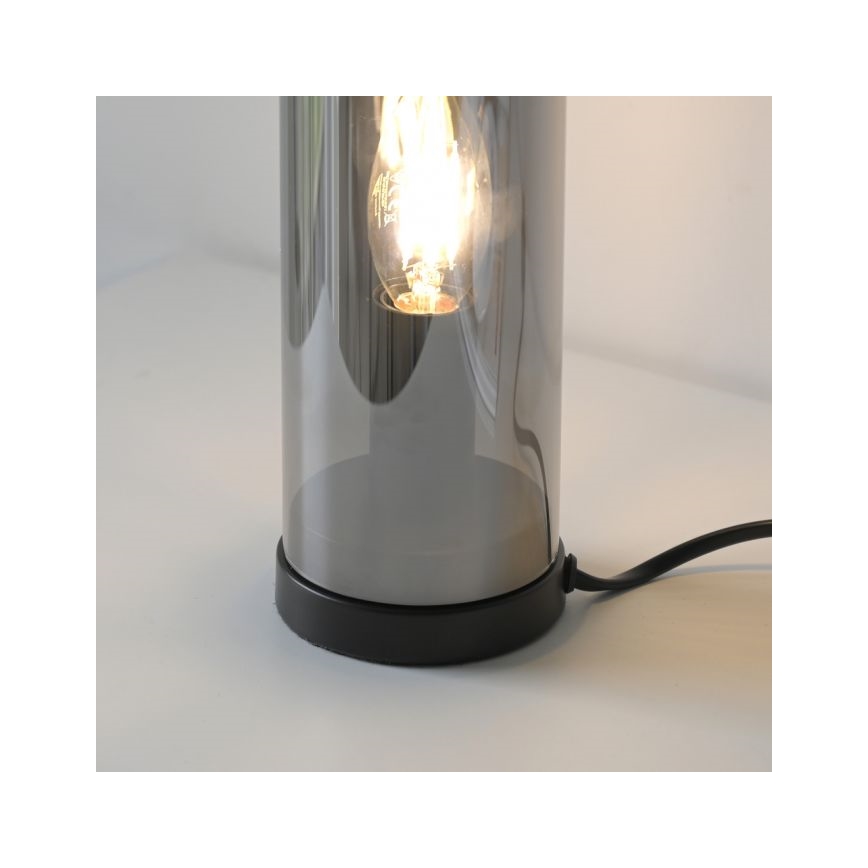 JUST LIGHT. 14006-25 - Tafellamp BOTTLE 1xE14/25W/230V zwart/rookglas