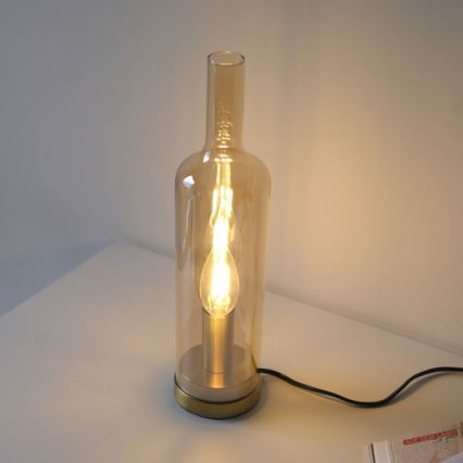 JUST LIGHT. 14006-27 - Lampe de table BOTTLE 1xE14/25W/230V beige/fumé