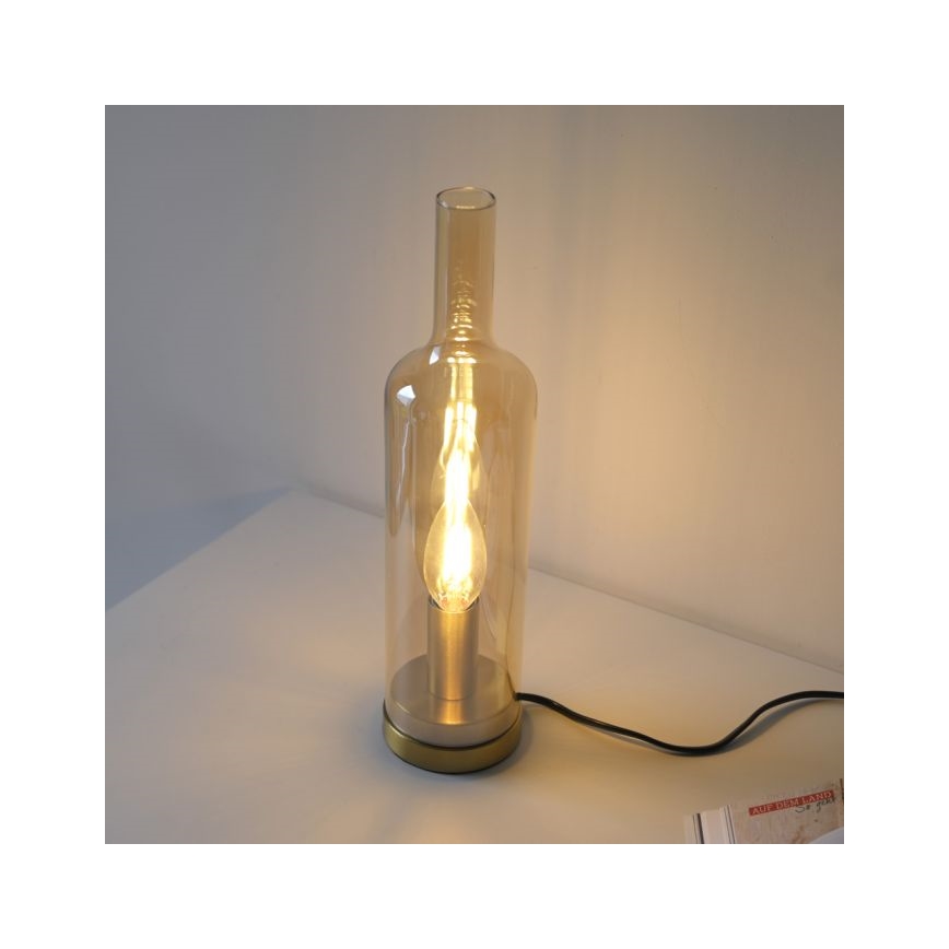 JUST LIGHT. 14006-27 - Lampe de table BOTTLE 1xE14/25W/230V beige/fumé