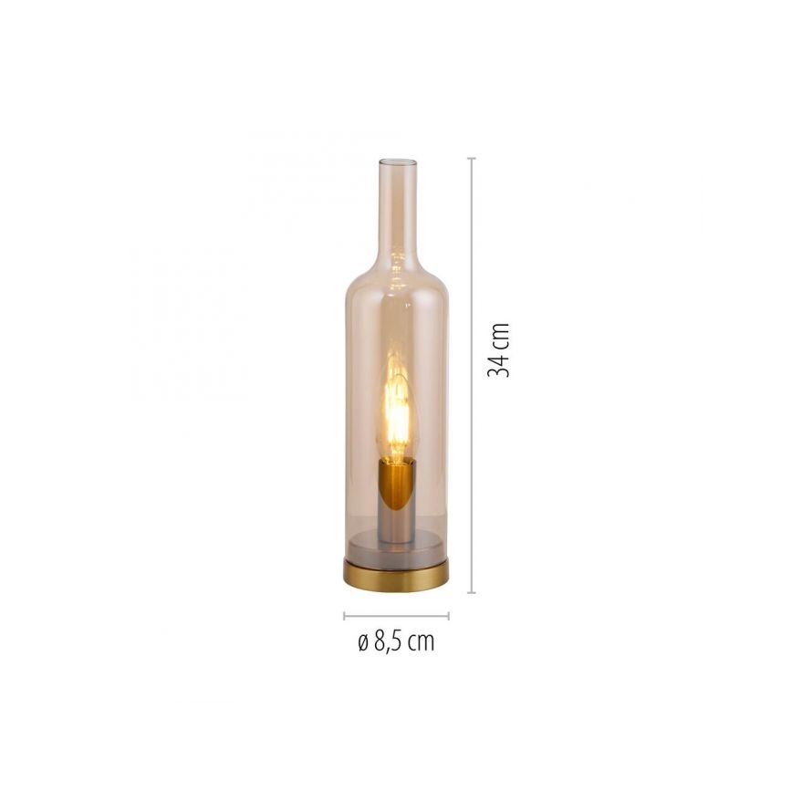 JUST LIGHT. 14006-27 - Lampe de table BOTTLE 1xE14/25W/230V beige/fumé
