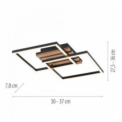 JUST LIGHT. 14053-79 - Plafonnier LED AKUSTIKA LED/15W/230V chêne/noir
