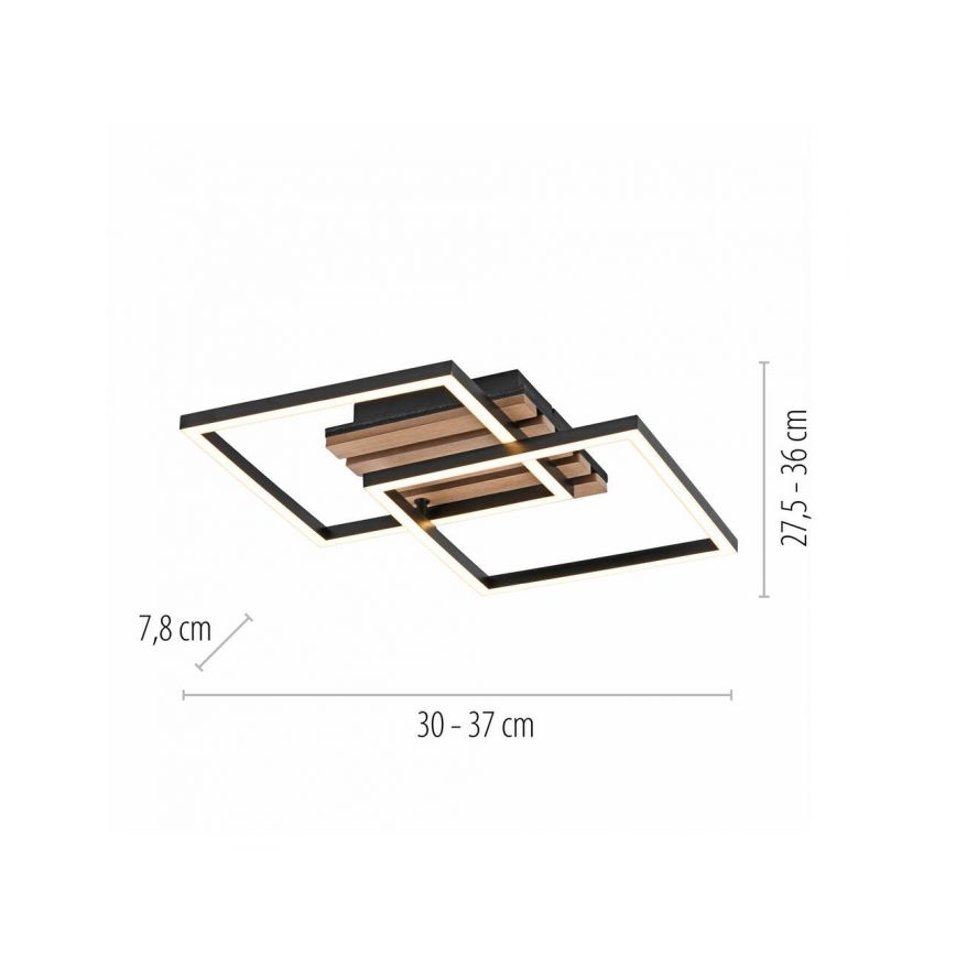 JUST LIGHT. 14053-79 - Plafonnier LED AKUSTIKA LED/15W/230V chêne/noir