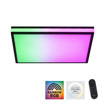 JUST LIGHT. 14110-18 - Plafonier RGBW à intensité variable MARIO BLACK LED/19,5W/230V 2700-5000K + télécommande