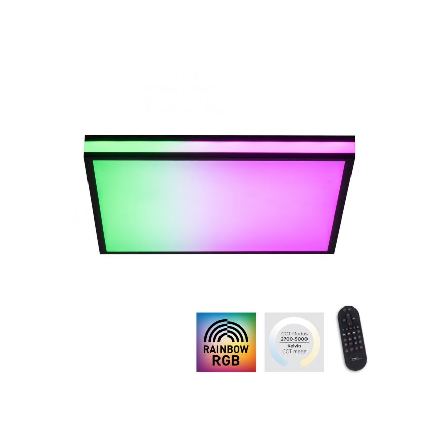 JUST LIGHT. 14110-18 - Plafonier RGBW à intensité variable MARIO BLACK LED/19,5W/230V 2700-5000K + télécommande