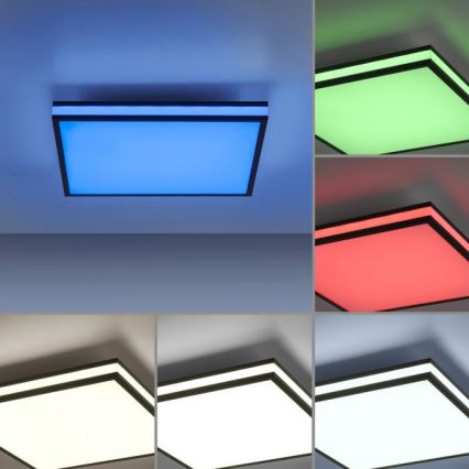 JUST LIGHT. 14110-18 - Plafonier RGBW à intensité variable MARIO BLACK LED/19,5W/230V 2700-5000K + télécommande