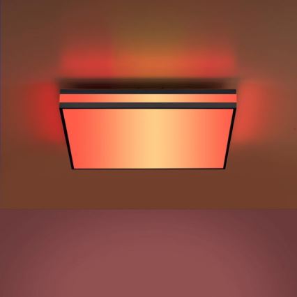JUST LIGHT. 14110-18 - Plafonier RGBW à intensité variable MARIO BLACK LED/19,5W/230V 2700-5000K + télécommande