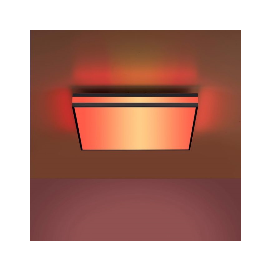 JUST LIGHT. 14110-18 - Plafonier RGBW à intensité variable MARIO BLACK LED/19,5W/230V 2700-5000K + télécommande