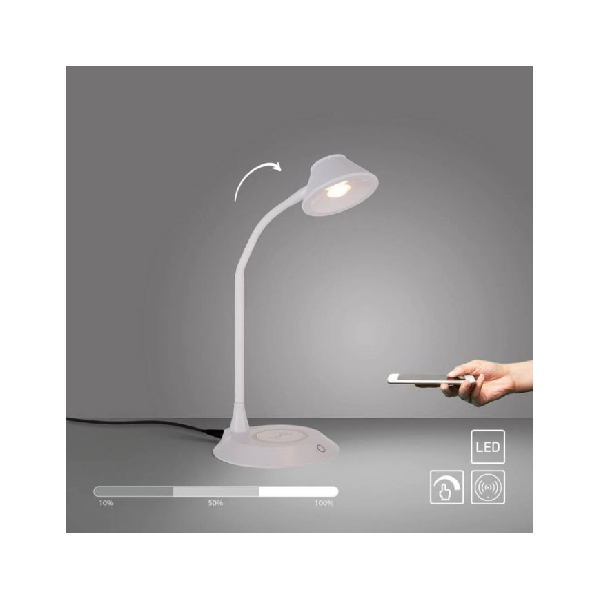 JUST LIGHT. 14414-16 - LED Dimbare flexibele tafellamp met aanraakbediening en draadloos opladen PUCKI LED/4,5W/230V wit