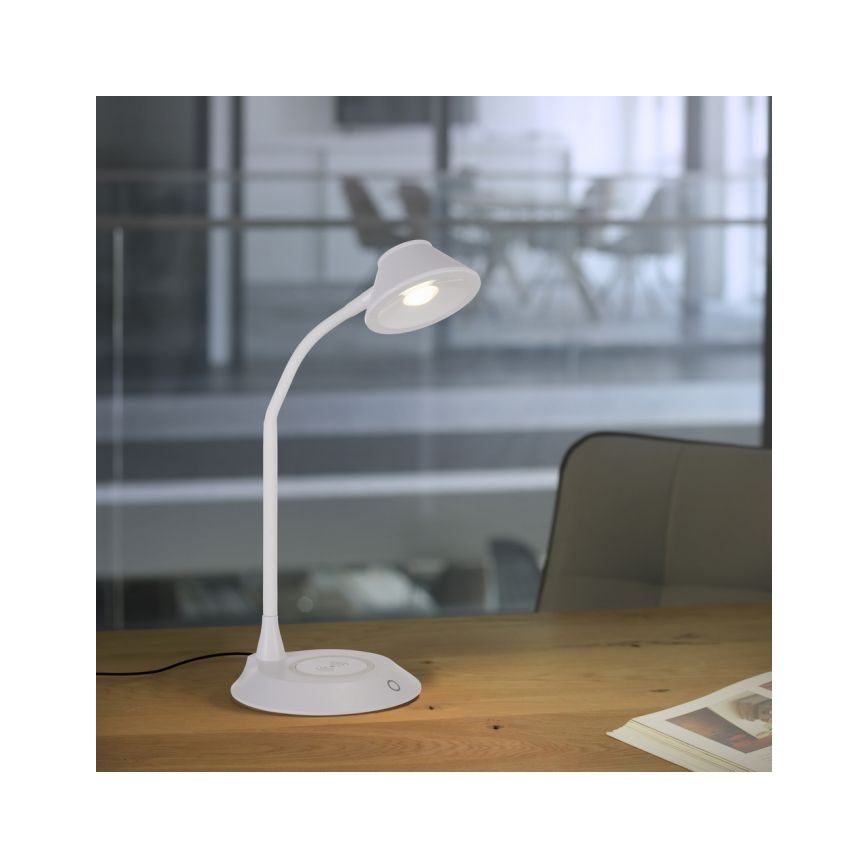 JUST LIGHT. 14414-16 - Lampe de table LED dimmable, tactile et flexible avec charge sans fil PUCKI LED/4,5W/230V blanche