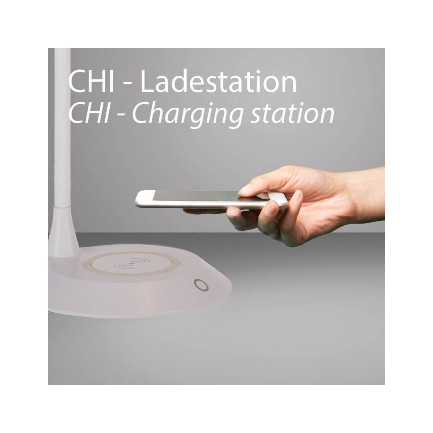 JUST LIGHT. 14414-16 - Lampe de table LED dimmable, tactile et flexible avec charge sans fil PUCKI LED/4,5W/230V blanche