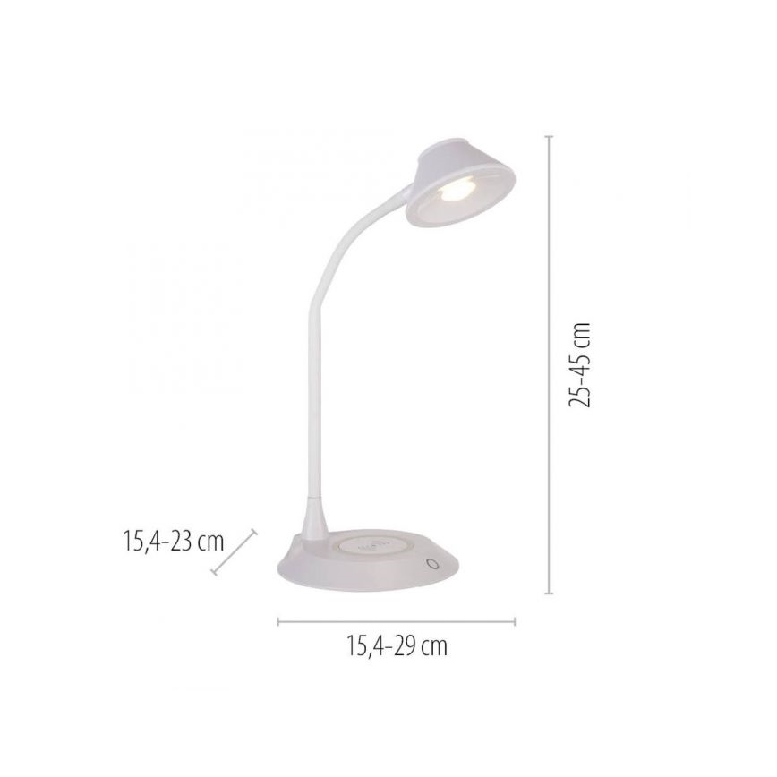 JUST LIGHT. 14414-16 - Lampe de table LED dimmable, tactile et flexible avec charge sans fil PUCKI LED/4,5W/230V blanche