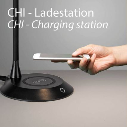 JUST LIGHT. 14414-18 - Lampe de table à variateur flexible et tactile avec chargement sans fil PUCKI LED/4,5W/230V noire