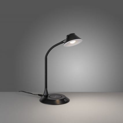 JUST LIGHT. 14414-18 - Dimbare flexibele touch tafellamp met draadloos opladen PUCKI LED/4,5W/230V zwart
