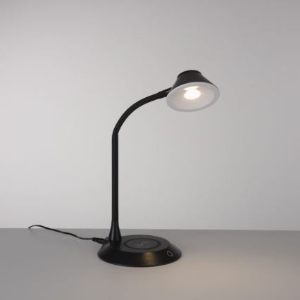 JUST LIGHT. 14414-18 - Dimbare flexibele touch tafellamp met draadloos opladen PUCKI LED/4,5W/230V zwart