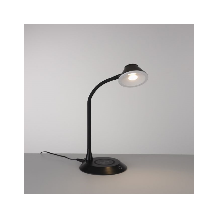 JUST LIGHT. 14414-18 - Dimbare flexibele touch tafellamp met draadloos opladen PUCKI LED/4,5W/230V zwart
