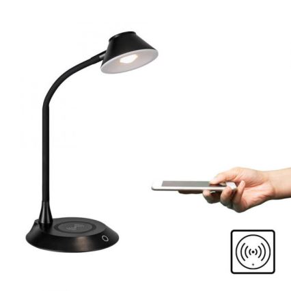 JUST LIGHT. 14414-18 - Dimbare flexibele touch tafellamp met draadloos opladen PUCKI LED/4,5W/230V zwart