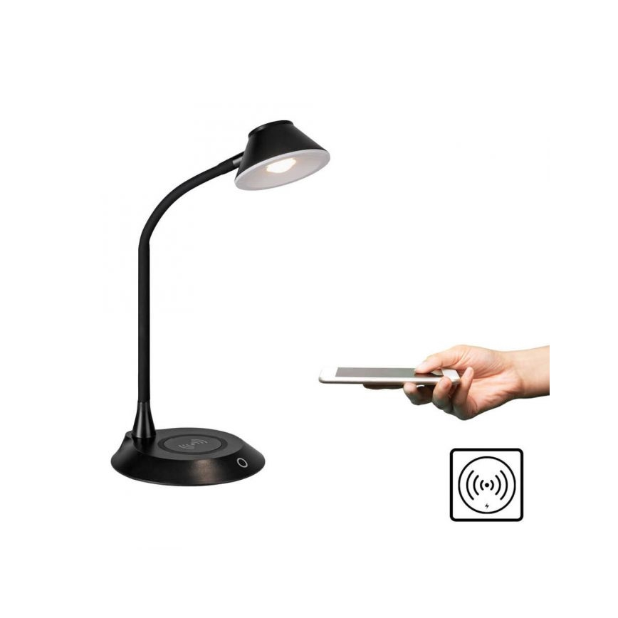 JUST LIGHT. 14414-18 - Dimbare flexibele touch tafellamp met draadloos opladen PUCKI LED/4,5W/230V zwart