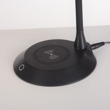 JUST LIGHT. 14414-18 - Dimbare flexibele touch tafellamp met draadloos opladen PUCKI LED/4,5W/230V zwart